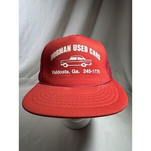 Vintage Norman Used Cars Valdosta Georgia GA Auto Mesh Rope Red Trucker Snapback